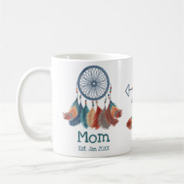 Caneca De Café Boho Retro Dreamcatcher Mãe Data Estabelecida