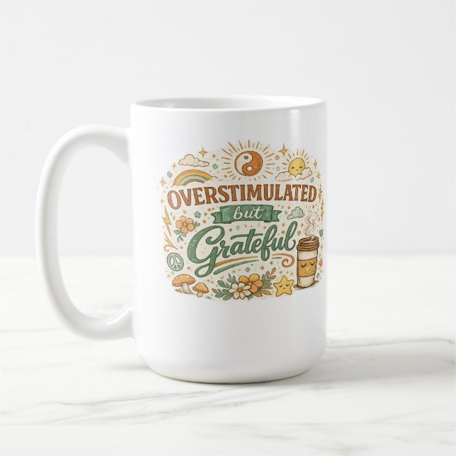 Caneca de Café Boho Retro Estimulada em Excesso ma (Esquerda)