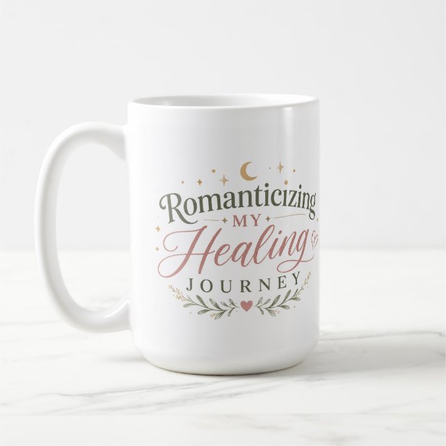 Caneca de Café Boho Romantizando Minha Jornada de  (Esquerda)