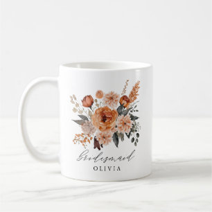 Caneca De Café Boho Sage Terracotta Floral Bridesmaid Mug