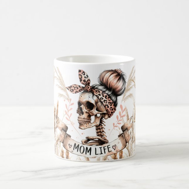 Caneca de Café Boho Skull Mom Life (Centro)