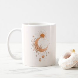Caneca De Café Boho Sun & Moon Floral Ceramic Mug