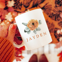 Boho Terracotta Floral Greenery Nome Personalizado