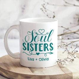 Caneca De Café Boho Turquoise Soul Sisters Script Nome Personaliz
