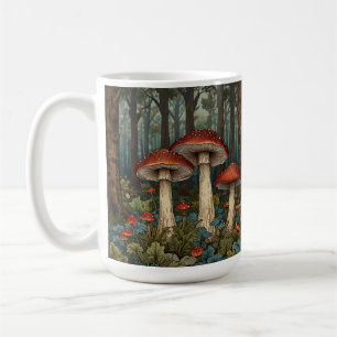 Caneca De Café Boho vintage cogumelos floresta