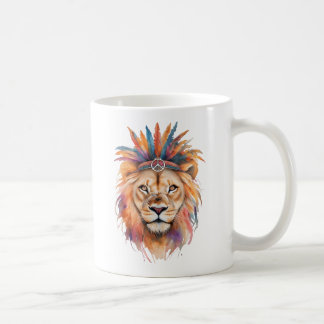 Caneca De Café Boho Watercolor Lion Mug Maiestoso e Artístico Ani