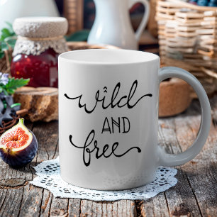Caneca De Café Boho Wild e Letra Mão Livre
