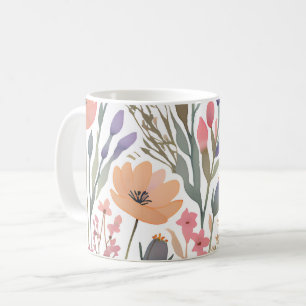 Caneca De Café Boho Wildflower Watercolor Pastel Floral