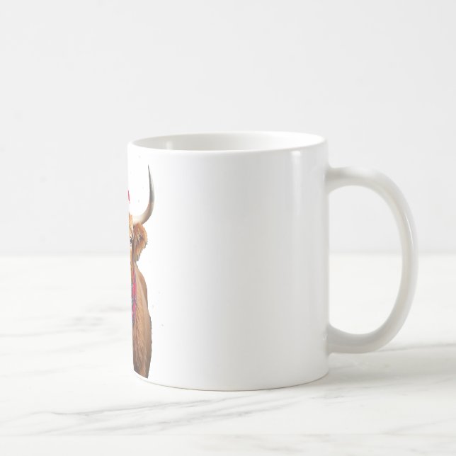 Caneca De Café Boho Xmas Christmas Highland Cow T-Shirt (Direita)