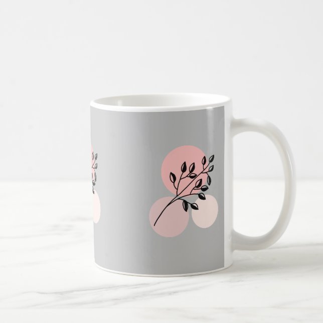 Caneca De Café Boho Zen Botânico Em Círculos Rosa E Lilac (Direita)