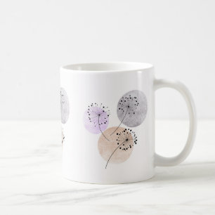 Caneca De Café Boho Zen Dandelion Flores Em Círculos Cor-De-Rosa