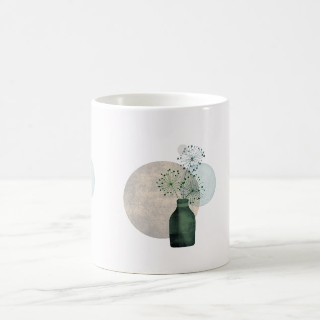 Caneca De Café Boho Zen Dandelions Florais Num Frasco (Centro)