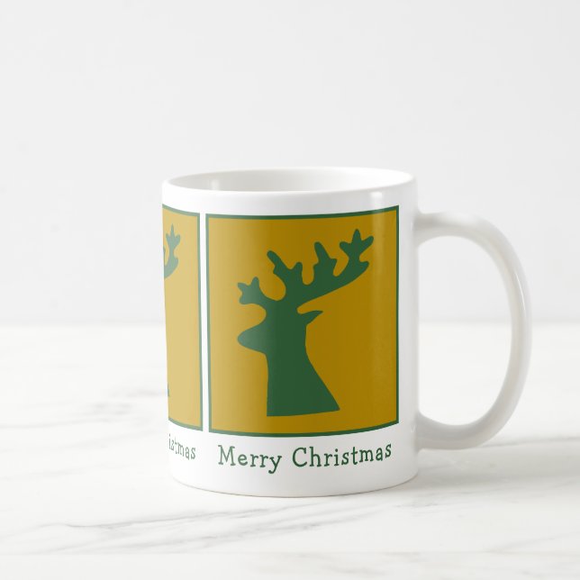 Caneca De Café Bokeer Head de Natal Verde e Dourado Personalizado (Direita)
