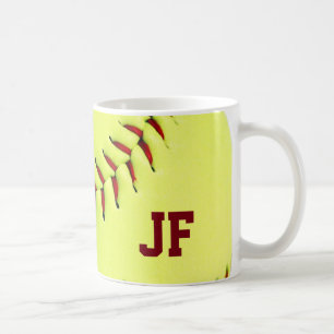 Caneca De Café Bola amarela personalizada do softball