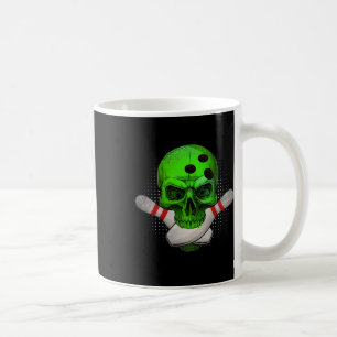 Caneca De Café Bola de boliche Da Cabeça Do Esqueleto E Pinos Fel