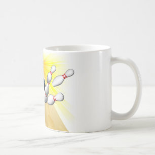 Caneca De Café Bola de boliche que bate os pinos