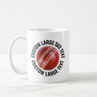 Caneca De Café Bola de Críquete com Texto Personalizado Grande 11