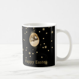 Caneca De Café Bola de Disco Dourada do felz pascoa