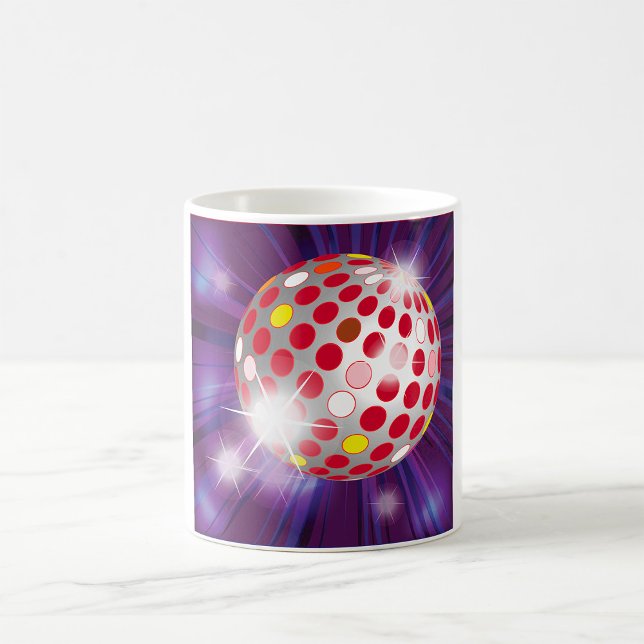 Caneca De Café Bola de Discoteca Retro dos Anos 70 Vermelho Vibra (Criador carregado)