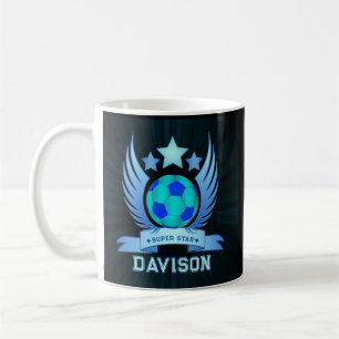 Caneca De Café Bola de Futebol Azul Neon Presentes Personalizad