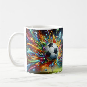 Caneca De Café Bola de Futebol Colorida