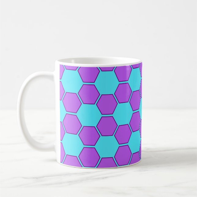 Caneca De Café Bola de Futebol / Futebol Textura - Roxo & Azul  (Esquerda)