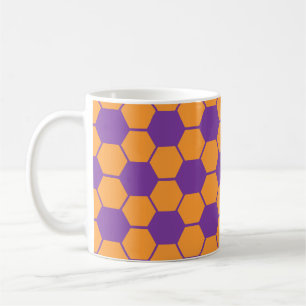 Caneca De Café Bola de Futebol / Futebol Textura - Roxo & Laranja
