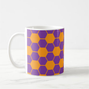 Caneca De Café Bola de Futebol / Futebol Textura - Roxo & Laranja