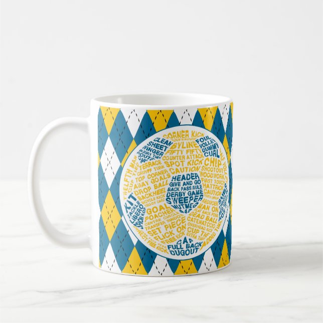 Caneca De Café Bola de futebol tipográfica (Esquerda)