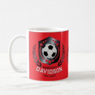 Caneca De Café Bola de Futebol Vermelha e Preta para Homens e Men