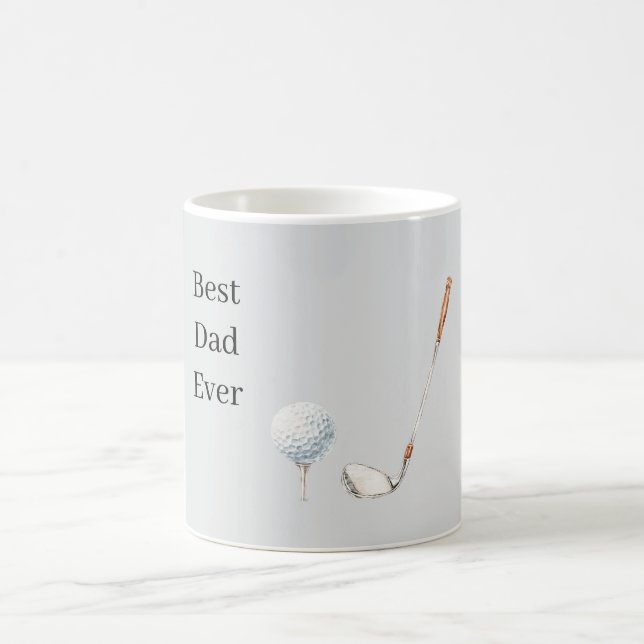 Caneca De Café Bola de Golfe Cinza Melhor Pai (Centro)