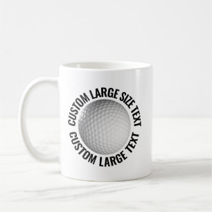 Caneca De Café Bola de Golfe com Texto Personalizado Grande 325g 