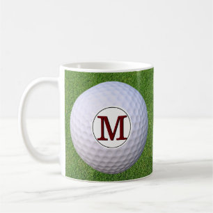 Caneca De Café Bola de golfe Monograma Golfista Gramado Relva