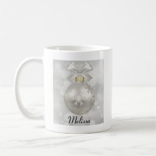 Caneca De Café Bola de Natal Elegante em Bokeh Lights
