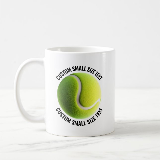 Caneca De Café Bola de Tênis com Texto Personalizado Pequeno 325g (Esquerda)