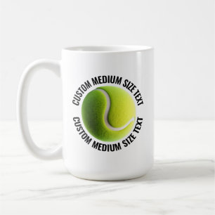 Caneca De Café Bola de Tênis de Texto Personalizado Médio 425g Pe