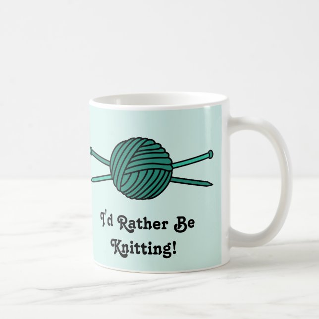 Caneca De Café Bola de turquesa do fio & das agulhas de confecção (Direita)