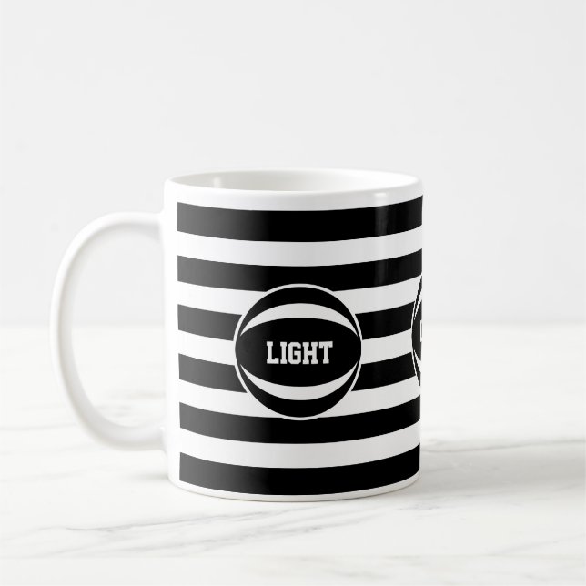 Caneca De Café Bola Estilosa em Listras Pretas e Brancas (Esquerda)