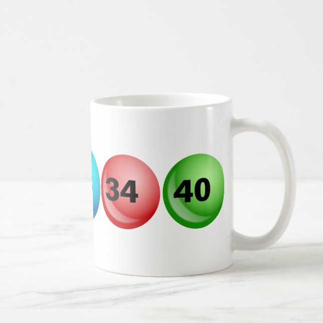 Caneca De Café Bolas da lotaria, 3, 18, 23, 34, 40 (Direita)