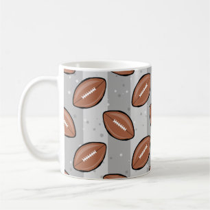 Caneca De Café Bolas de Futebol Americanas - Padrão nas Cinzas