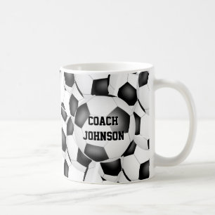Caneca De Café bolas de futebol simples preto e branco presente p