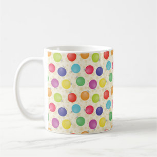 Caneca De Café Bolas de Natal coloridas, flocos de neve Dourados