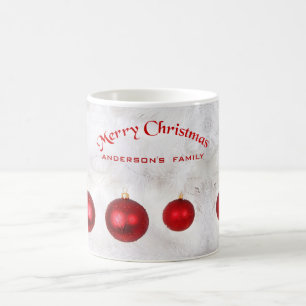 Caneca De Café Bolas de Natal Vermelhas