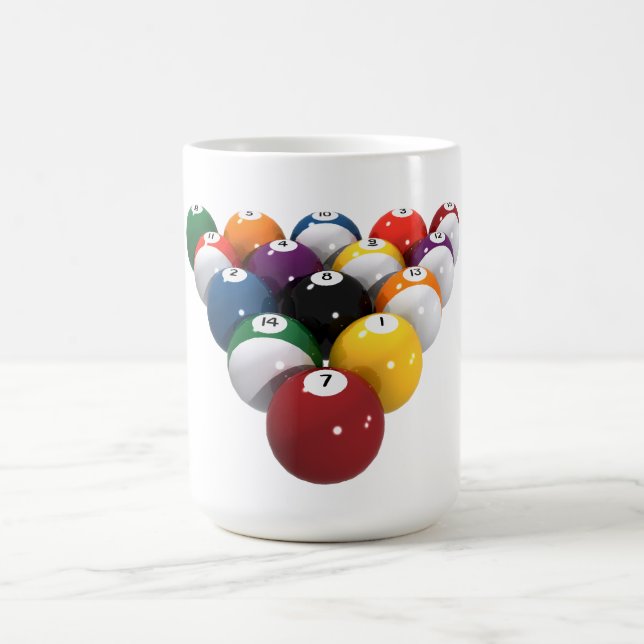 Caneca De Café Bolas de Sinuca / Bilhar: Modelo 3D: (Centro)
