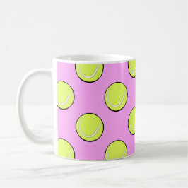Caneca De Café Bolas de Tênis Padrão Sem Costura em Fundo Rosa 
