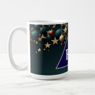 Caneca De Café Bolas e estrelas de Natal coloridas