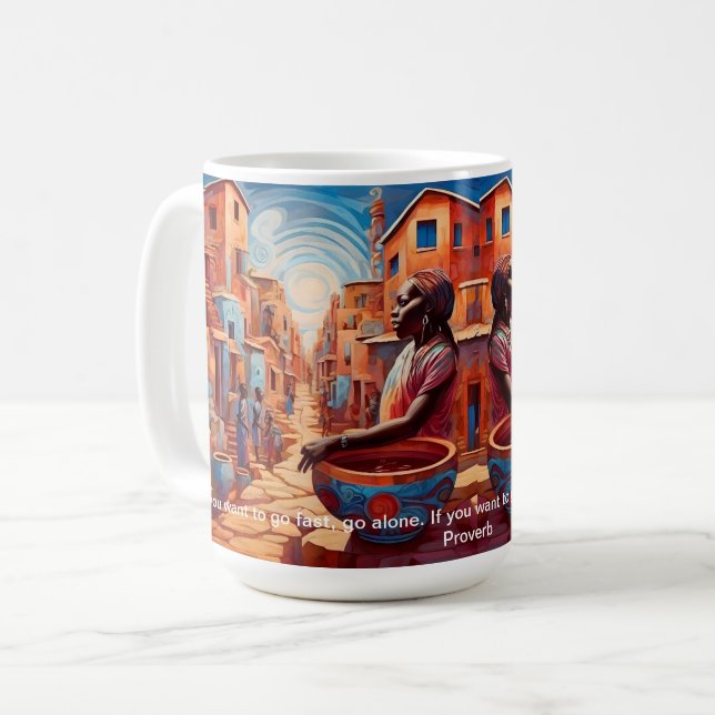 Caneca De Café Bold African Abstrato Art African Proverbs (Frente Esquerda)