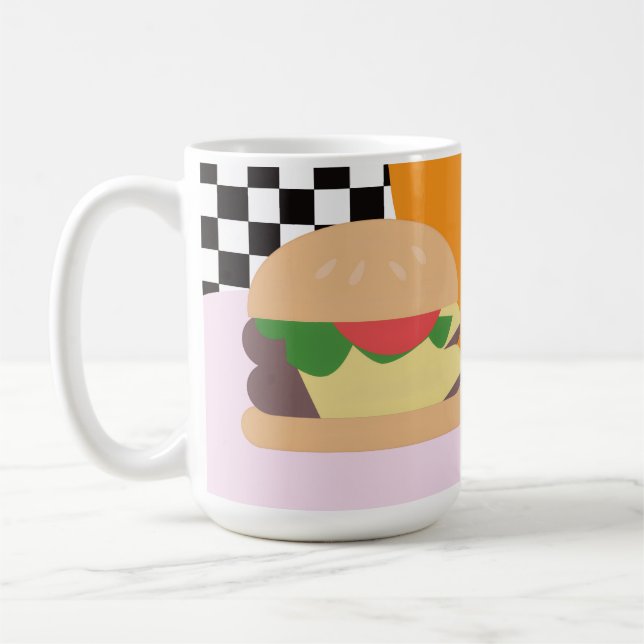 Caneca De Café Bold Burger Checkered Pink Orange Black  (Esquerda)