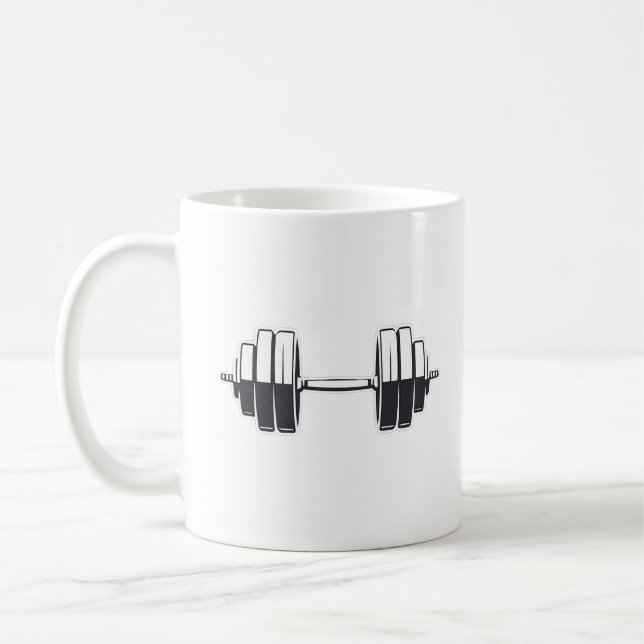 Caneca De Café Bold Dumbbell Power - Design de Malhação minimalis (Esquerda)
