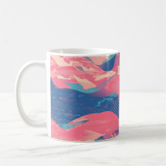 Caneca De Café 🎨 Bold Pink & Blue Abstract Pattern - Dynamic & F
